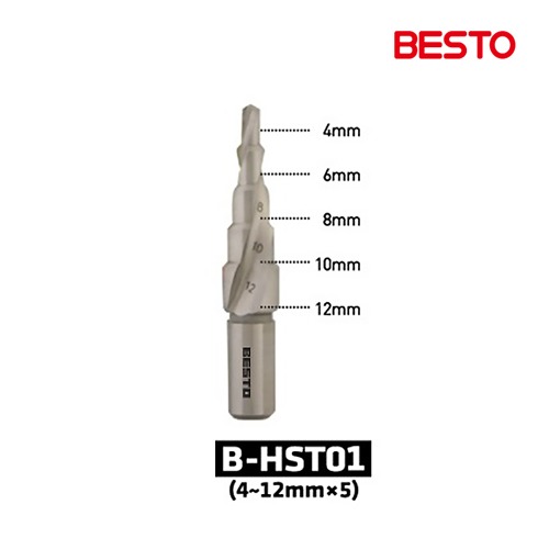 베스토 헬리칼 스텝드릴(4~12x5) B-HST01 비트 천공 타공 스텝기리 - 교성이엔비